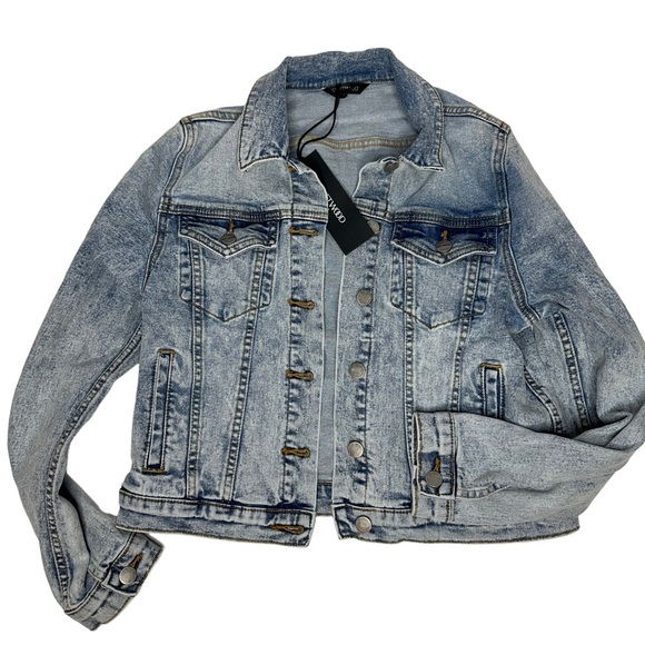 NWT Free People x Driftwood Trucker Bandana Insert Denim Jacket xs - Picture 4 of 12